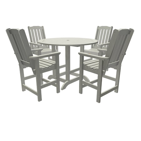 Highwood Usa Lehigh 5pc Round Counter Height Outdoor Patio Furniture Dining Set AD-CNL48-CGE